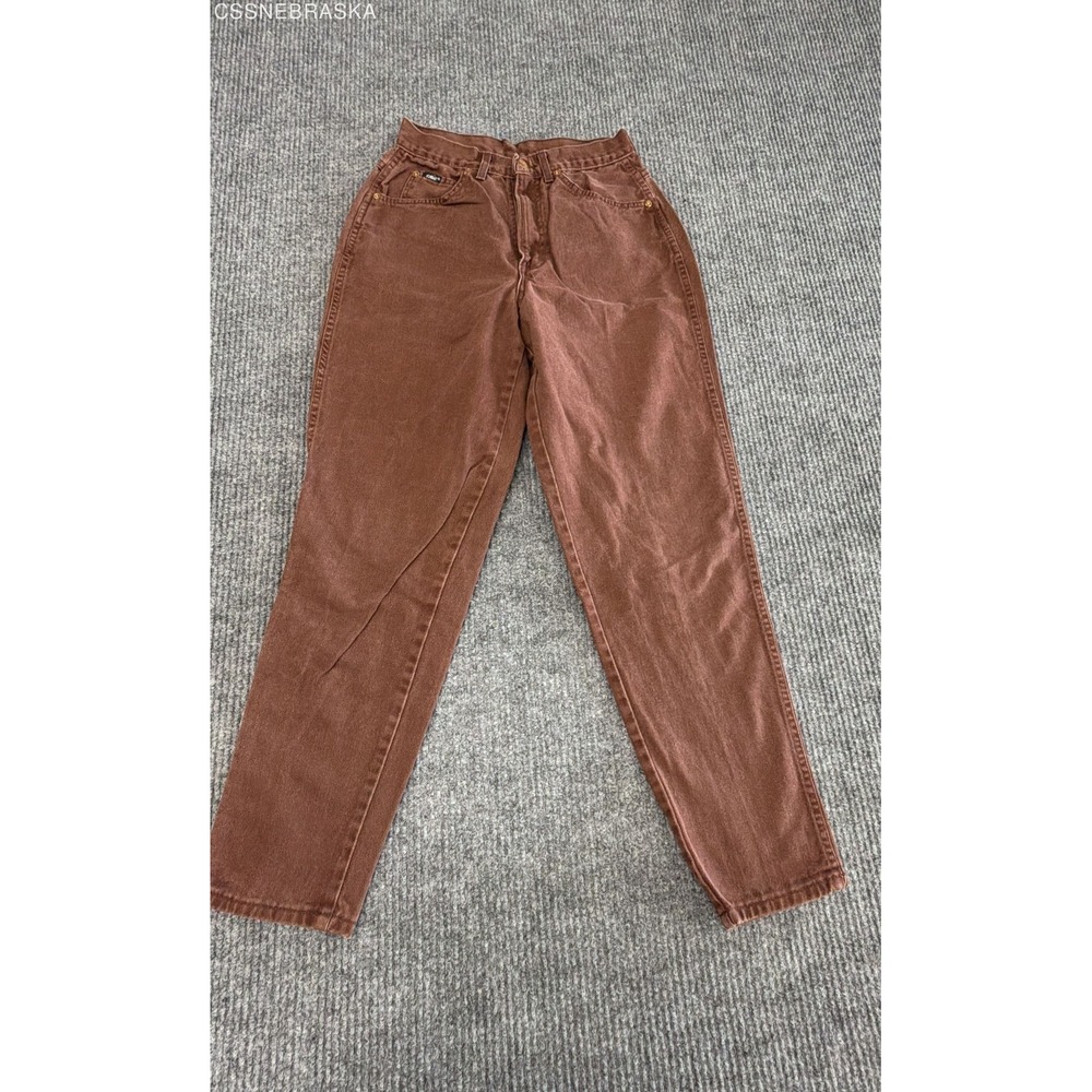 Chic Terracotta Brown Vintage High Waisted Mom Jeans Tapered Leg Rust 80s 90s S